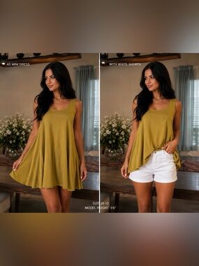 ANTTHONY Originals lime  Boho Swing Dress NWT | Flowy Resort Beachy Tunic XL